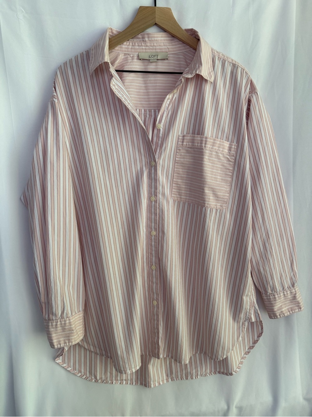 LOFT Pink Striped Button-Up Shirt